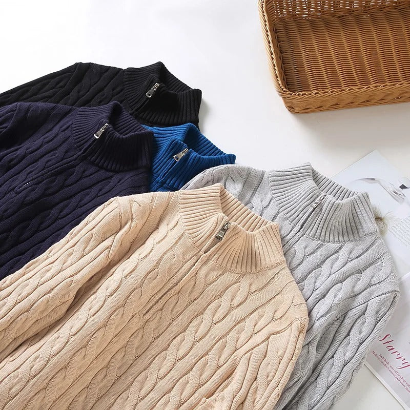 Kabelstrick Zip-Pullover für Herren – Stilvoller Komfort für jede Gelegenheit
