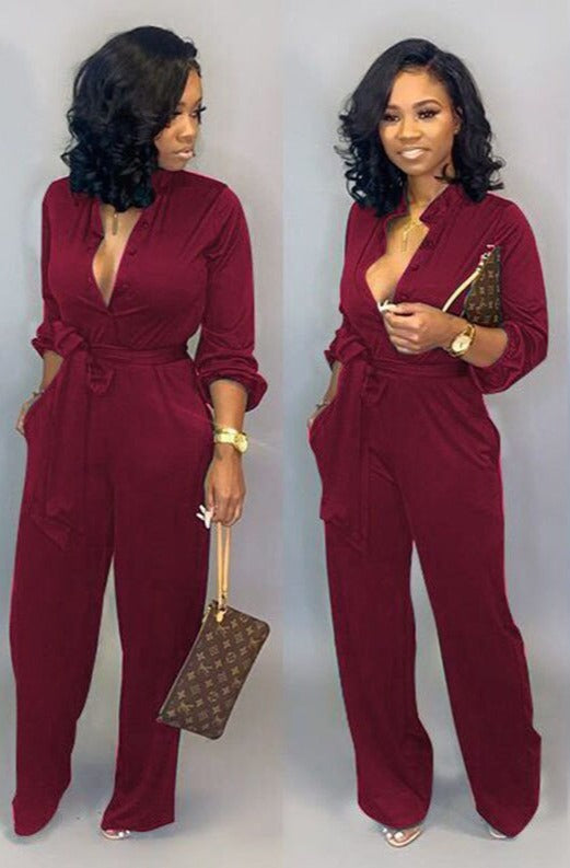 Didi - Eleganter Jumpsuit mit langen Ärmeln und Knopfverschluss