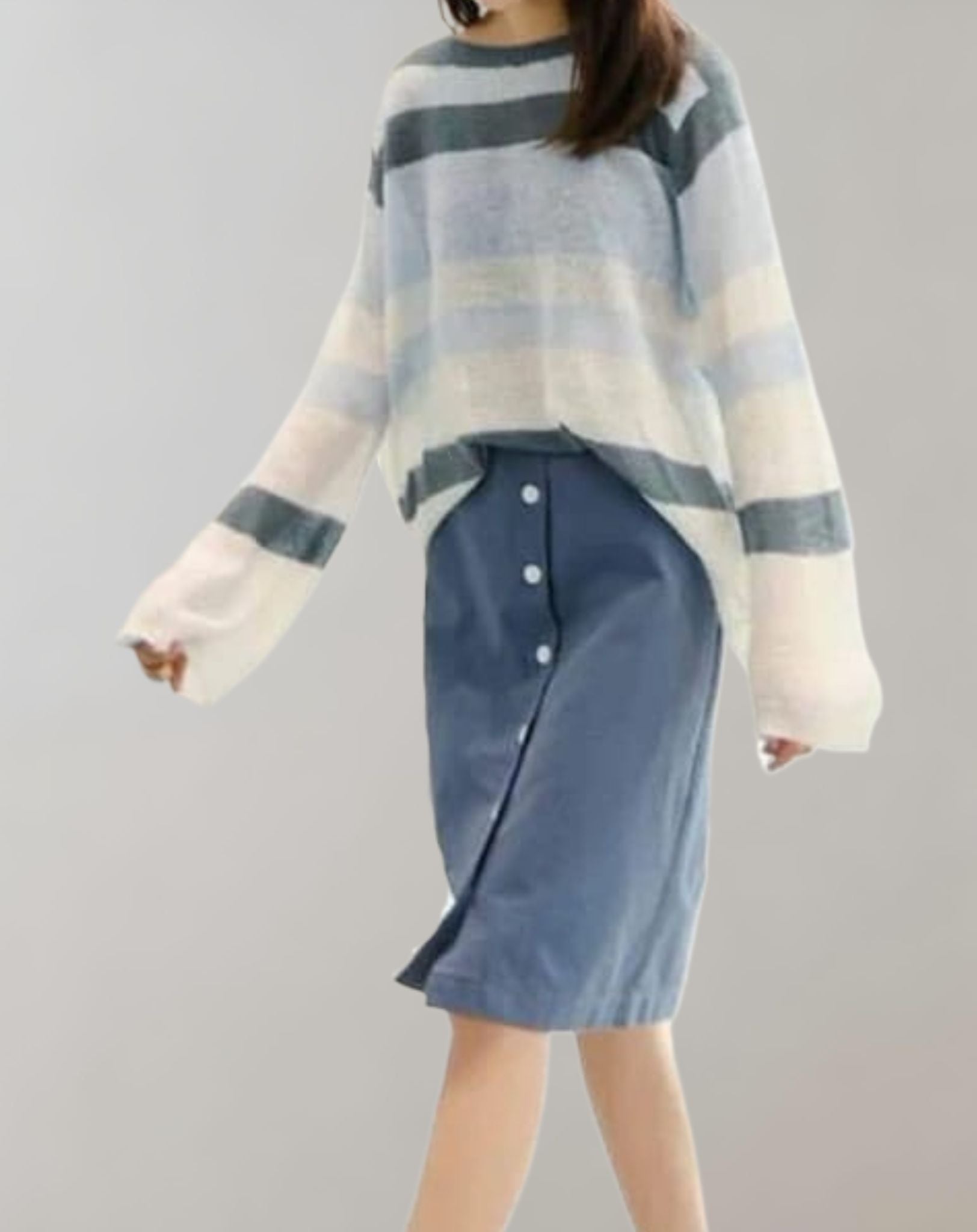 Jane -  Übergroßer Pullover mit Streifendesign in mehreren Farbtönen Sweater