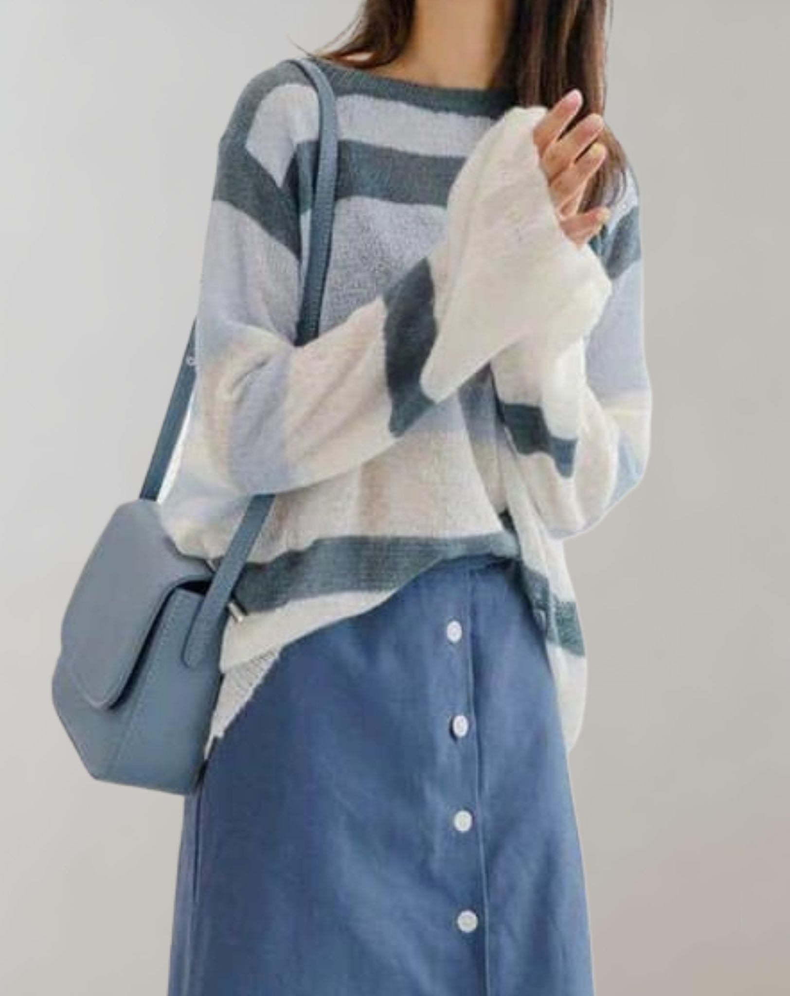 Jane -  Übergroßer Pullover mit Streifendesign in mehreren Farbtönen Sweater