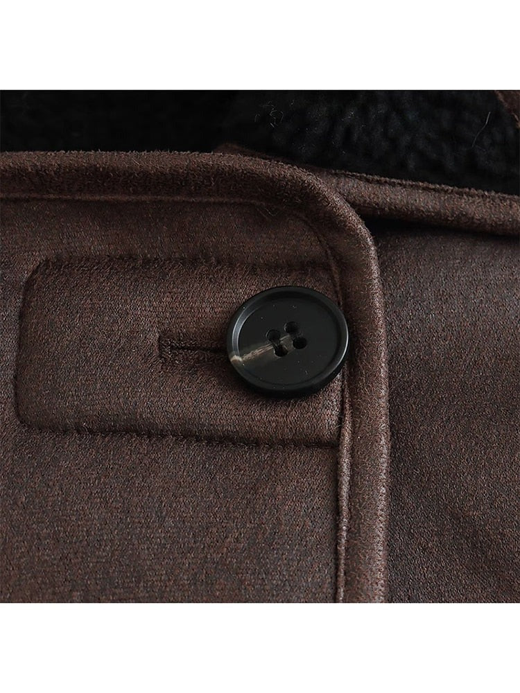 Fermina | Vintage-Chic Oversized-Jacke aus Kunstleder mit kuscheliger Fleece-Fütterung