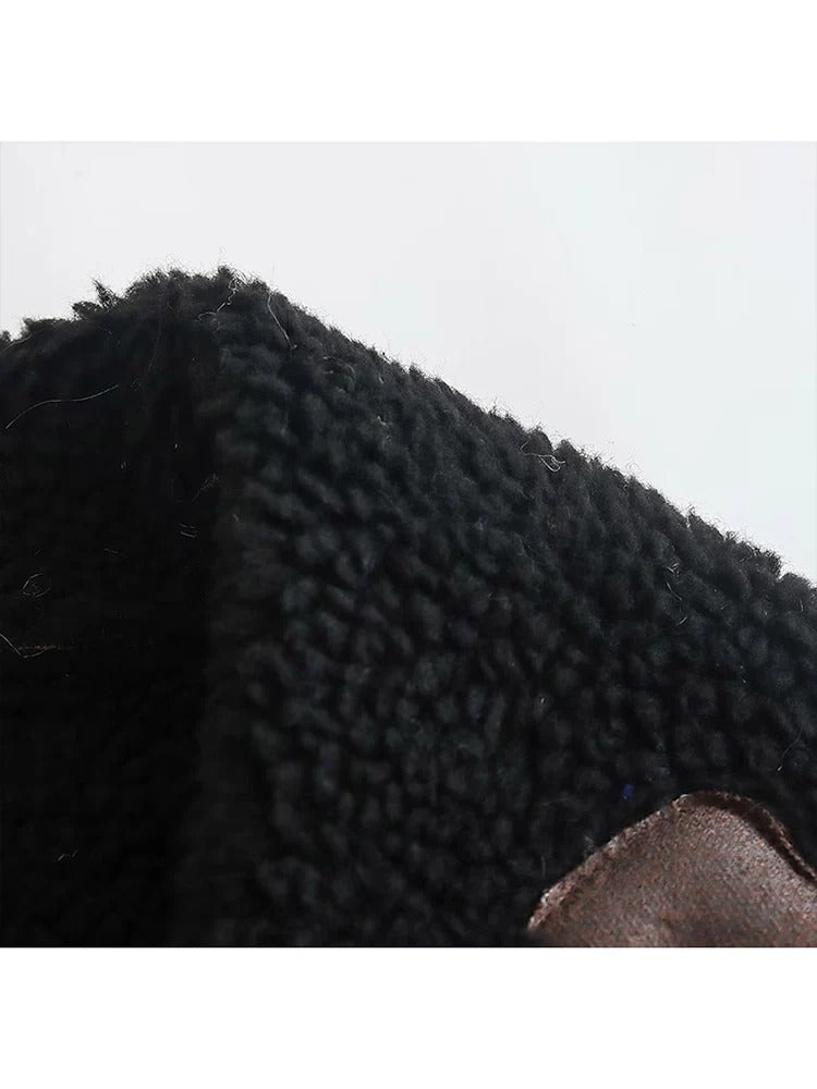 Fermina | Vintage-Chic Oversized-Jacke aus Kunstleder mit kuscheliger Fleece-Fütterung