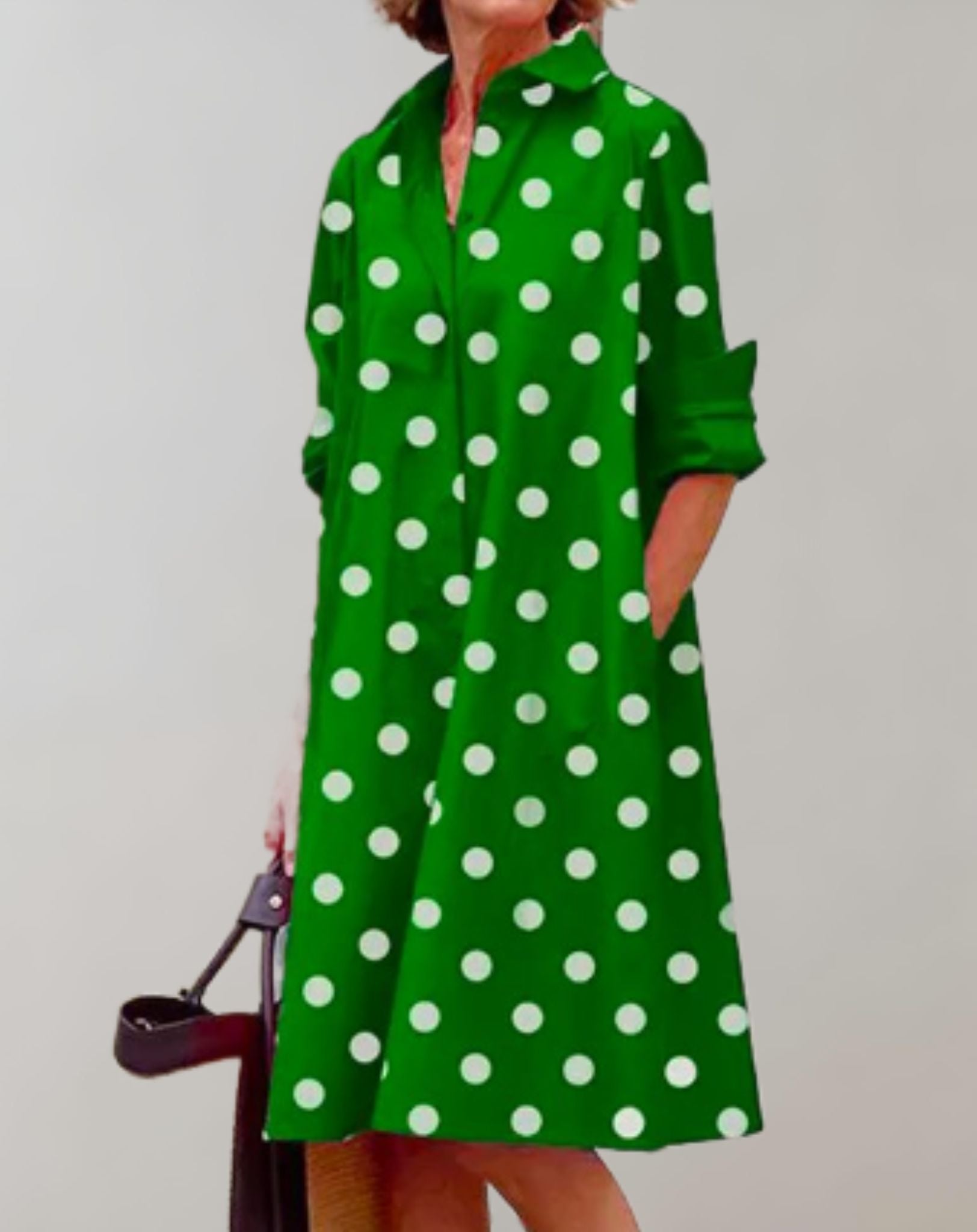 Jenny - Lockeres halblanges Kleid mit Seitentaschen und zufälligem Design Kleid