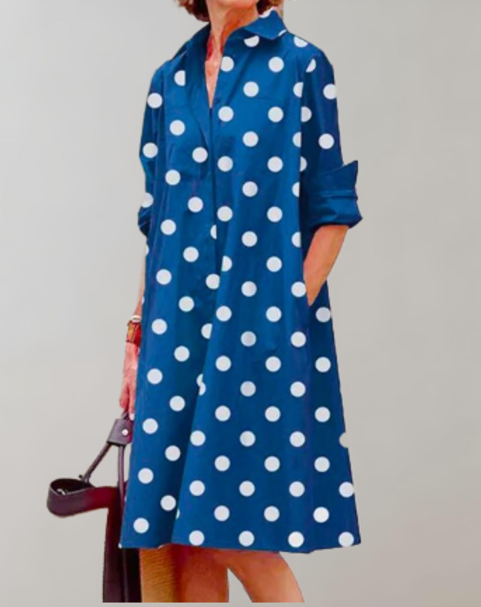 Jenny - Lockeres halblanges Kleid mit Seitentaschen und zufälligem Design Kleid