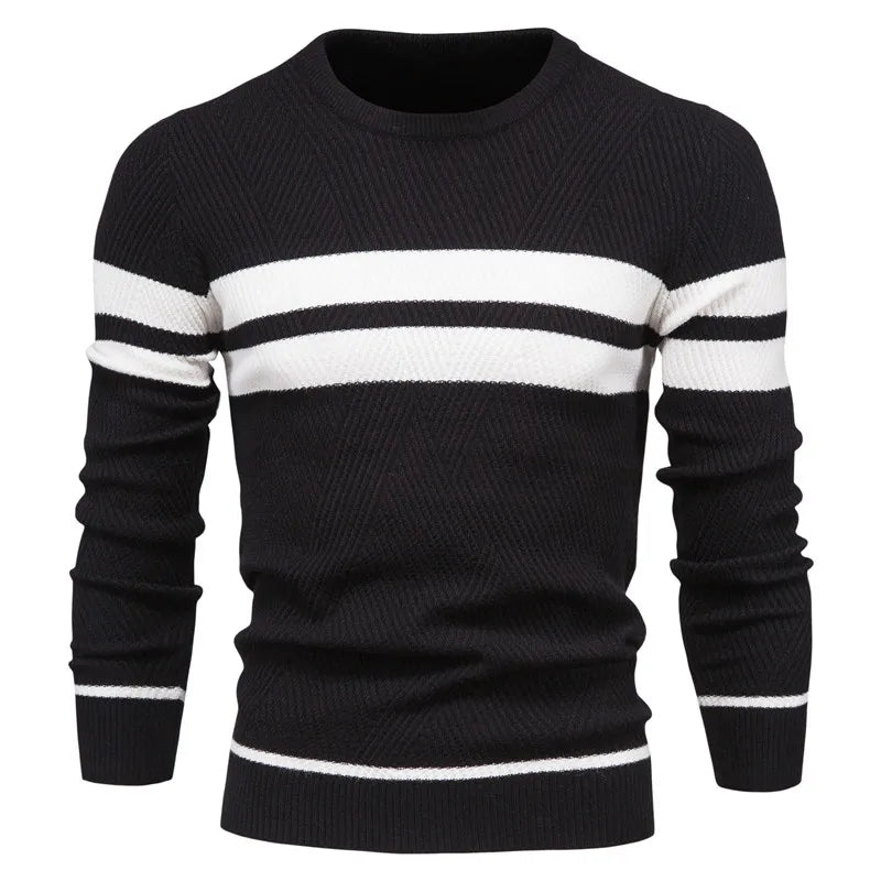 Warme Herrenpullover mit Rundhalsausschnitt und Schlanker Passform