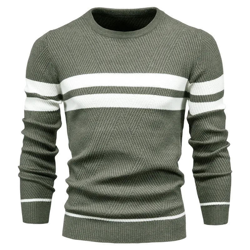 Warme Herrenpullover mit Rundhalsausschnitt und Schlanker Passform