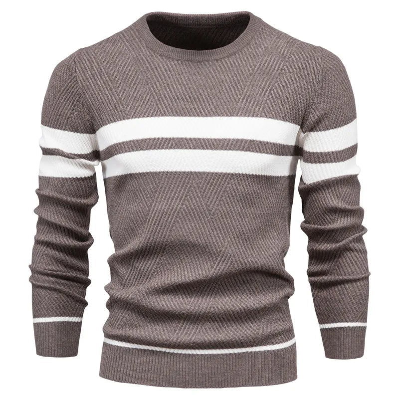 Warme Herrenpullover mit Rundhalsausschnitt und Schlanker Passform
