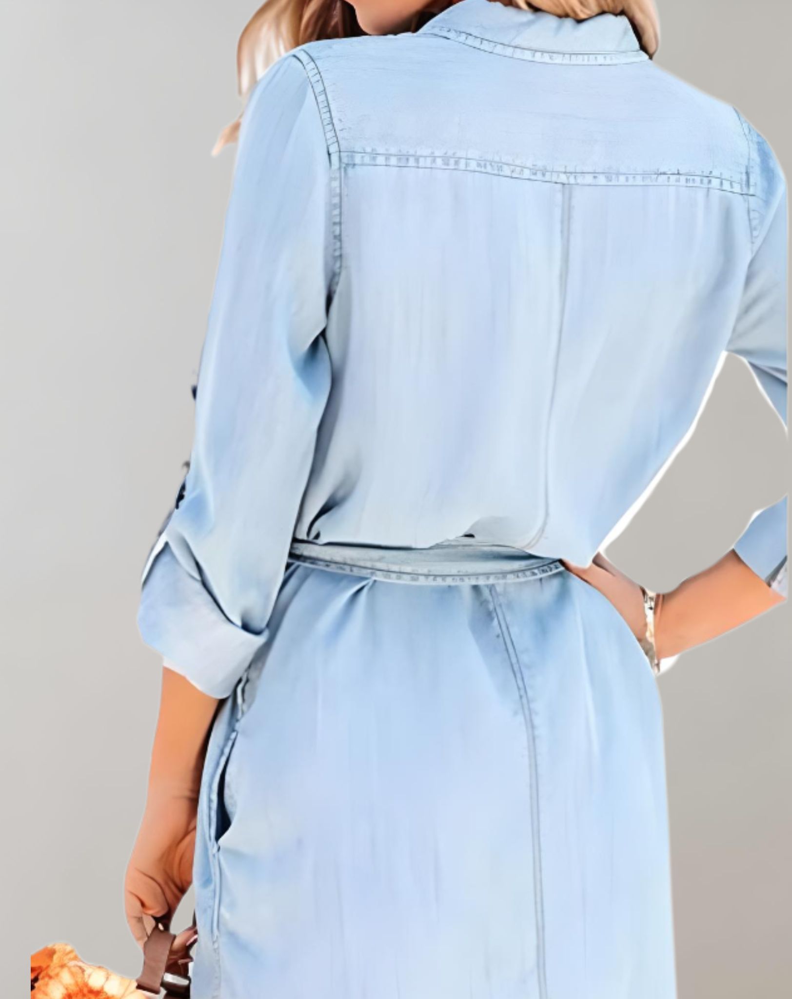 Kiera - Jeans Minikleid mit Knöpfen Brusttaschen und langen Ärmeln Kleid