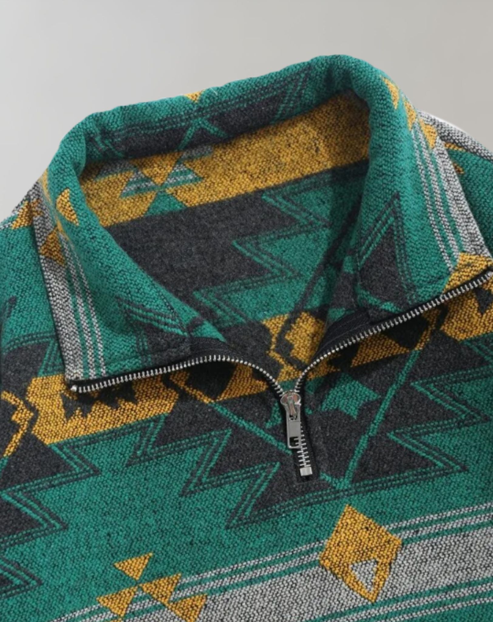 Laurence - Grüner übergroßer Pullover für Herren mit farbigem Musterdesign Sweater