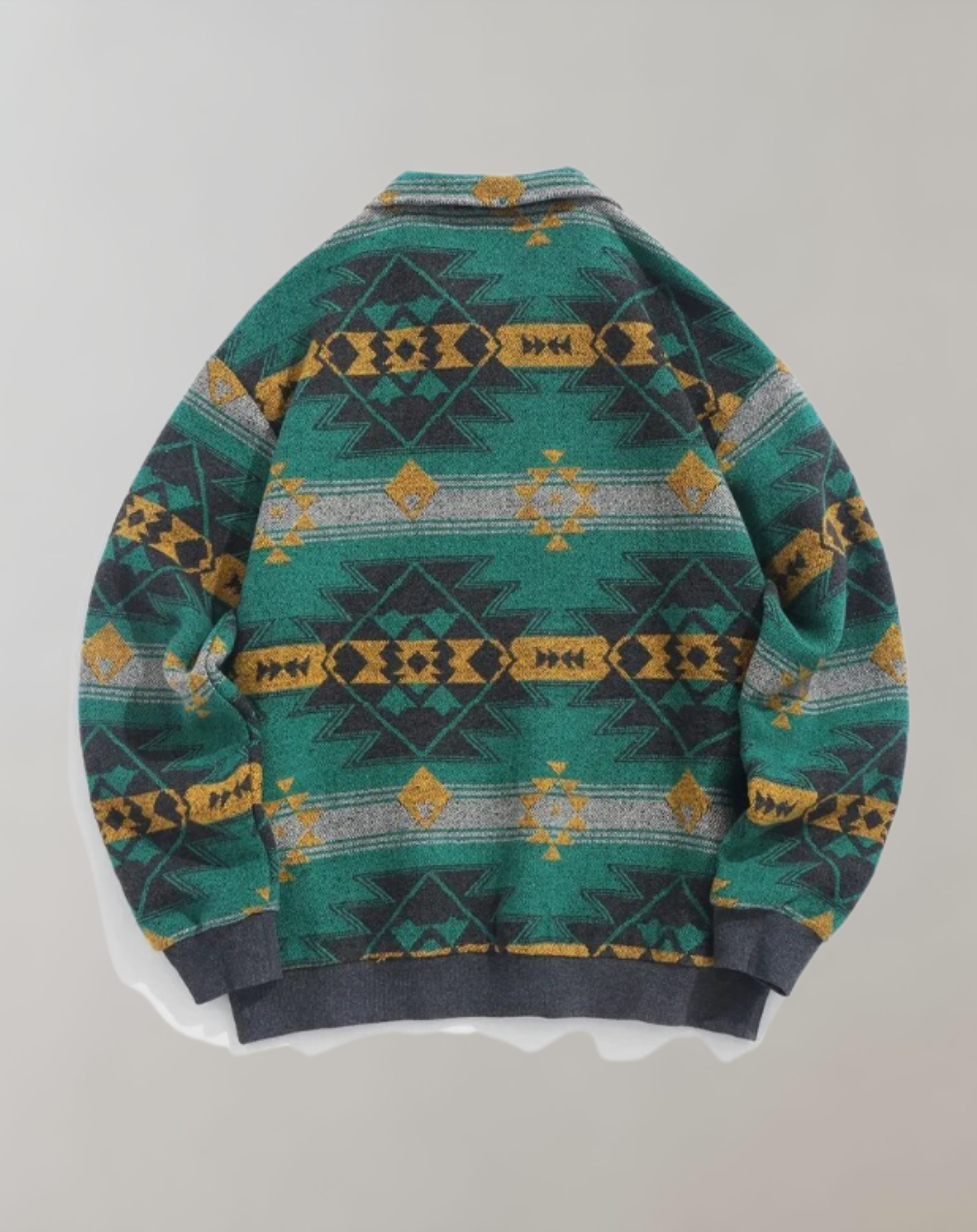 Laurence - Grüner übergroßer Pullover für Herren mit farbigem Musterdesign Sweater