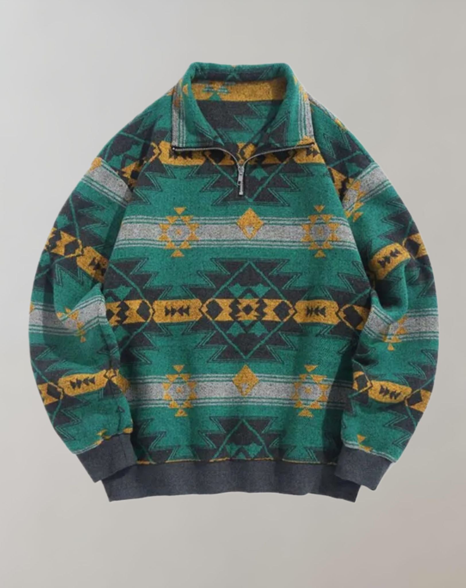 Laurence - Grüner übergroßer Pullover für Herren mit farbigem Musterdesign Sweater