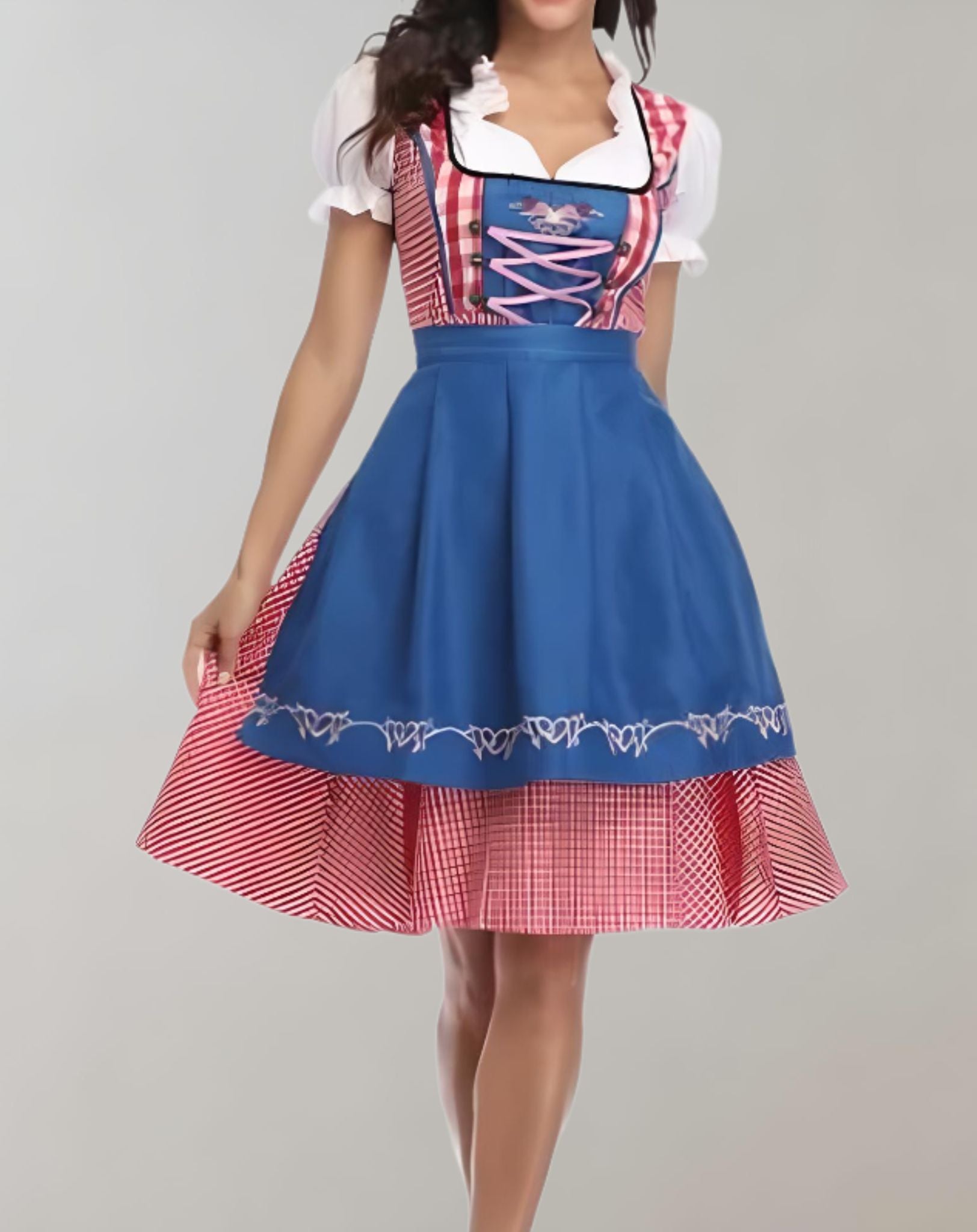 Lea -  Mehrfarbiges Minikleid aus mehrlagigem Stoff und kurzen Ärmeln Kleid