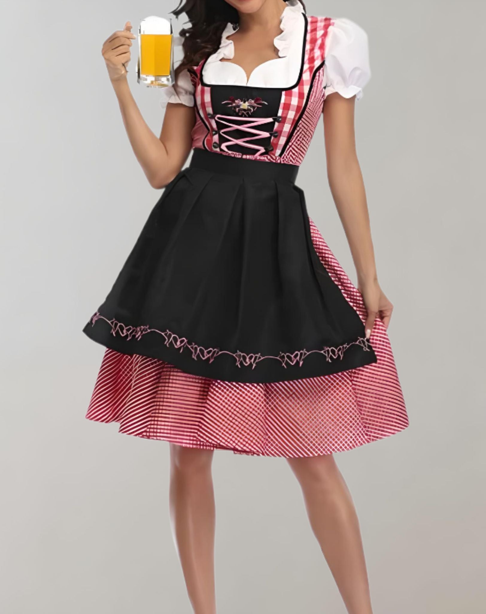 Lea -  Mehrfarbiges Minikleid aus mehrlagigem Stoff und kurzen Ärmeln Kleid
