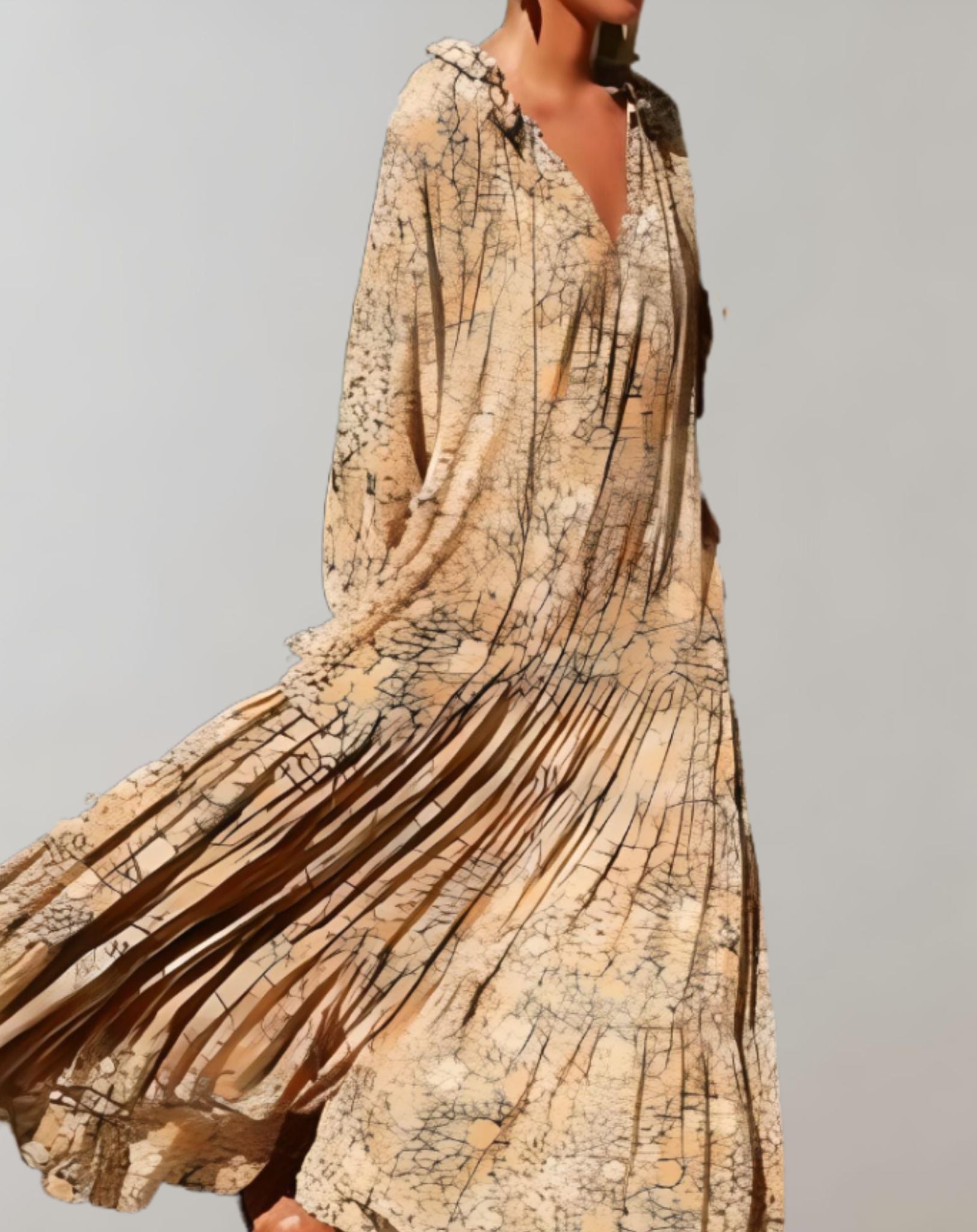 Maisie - Gelbes übergroßes Kleid mit schwarzem Gürtel und fließendem Stoff Kleid