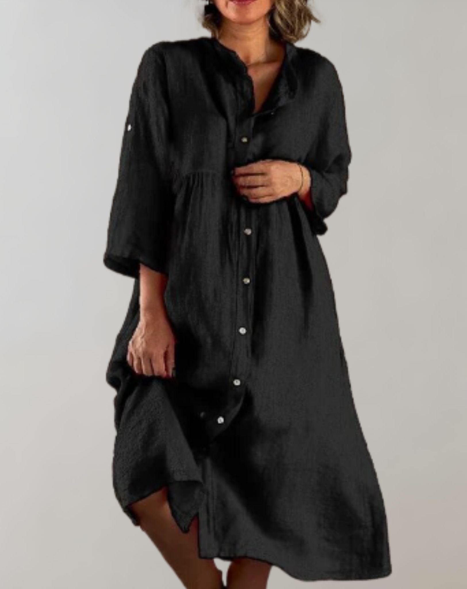Matilda - Übergroßes Kleid mit Knöpfen und halblangen Ärmeln Kleid