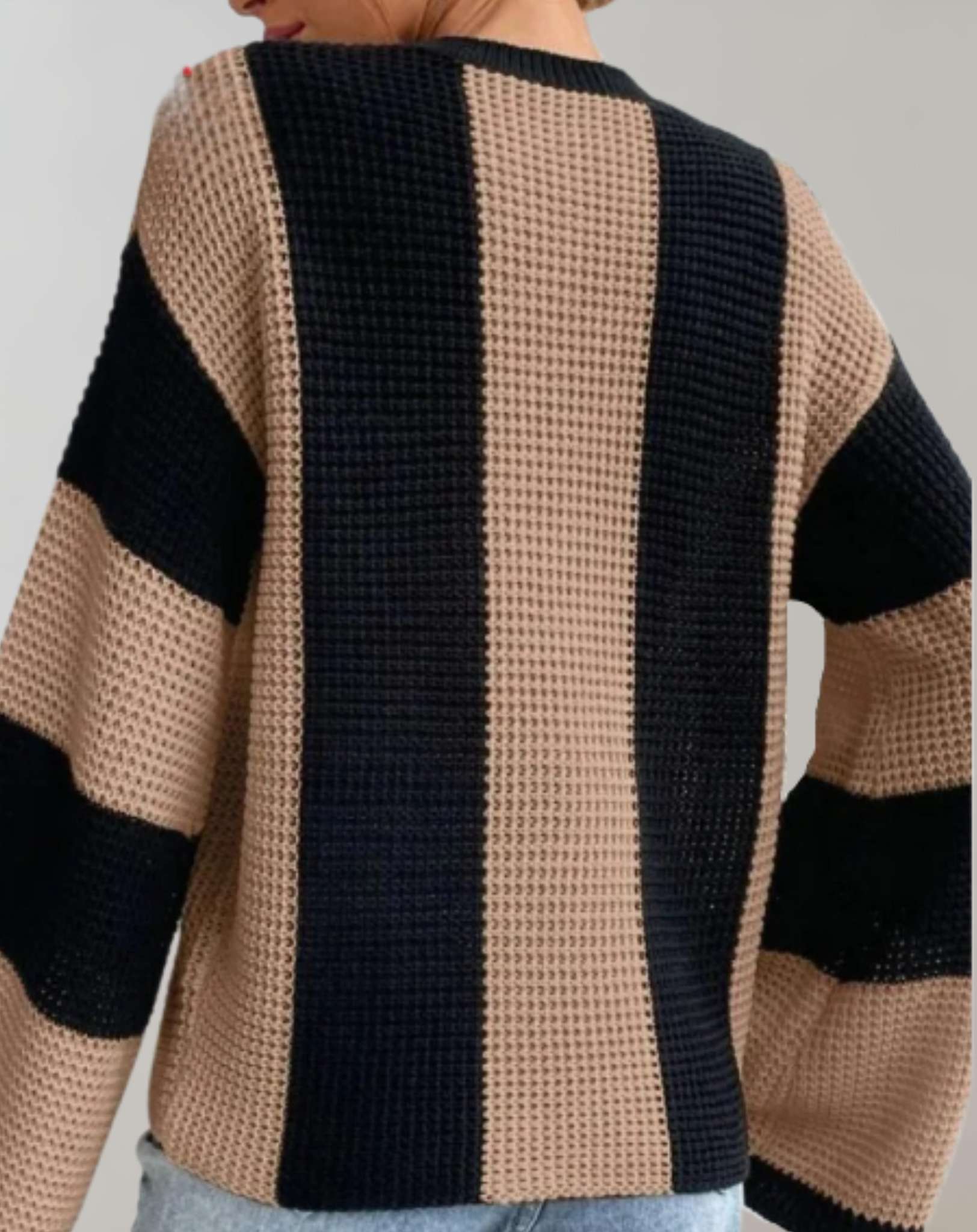 Merielle - Übergroßer Strickpullover mit Rundhalsausschnitt und vertikalem Streifendesign Sweater