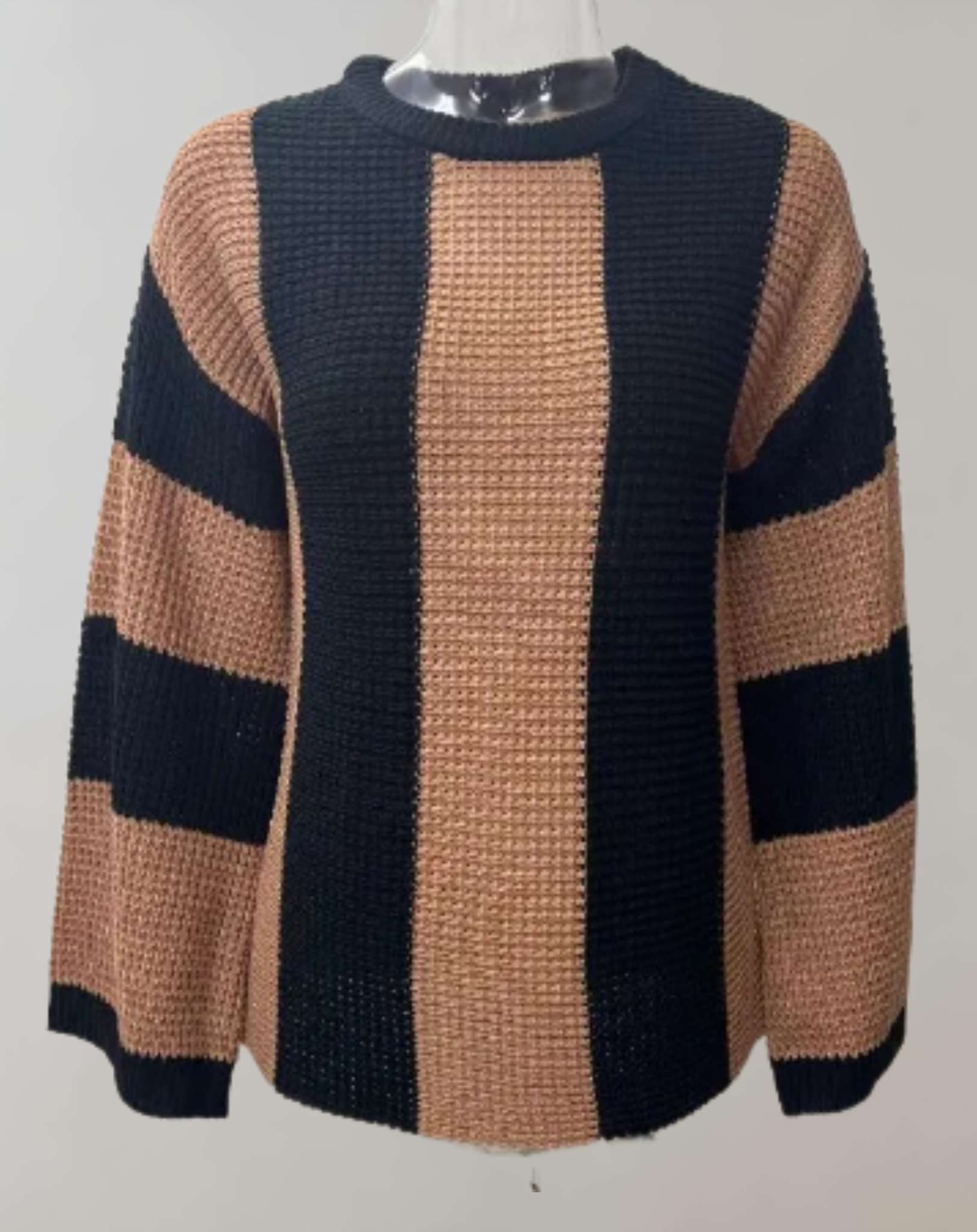 Merielle - Übergroßer Strickpullover mit Rundhalsausschnitt und vertikalem Streifendesign Sweater