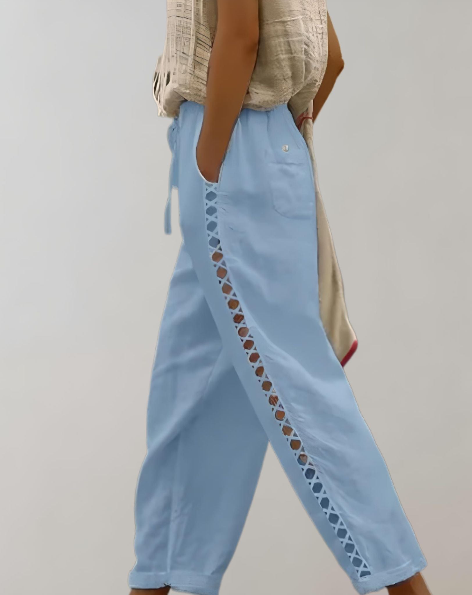 Monica - Gerade geschnittene Hose mit hohem Bund weitem Bein und Seitentaschen Hose
