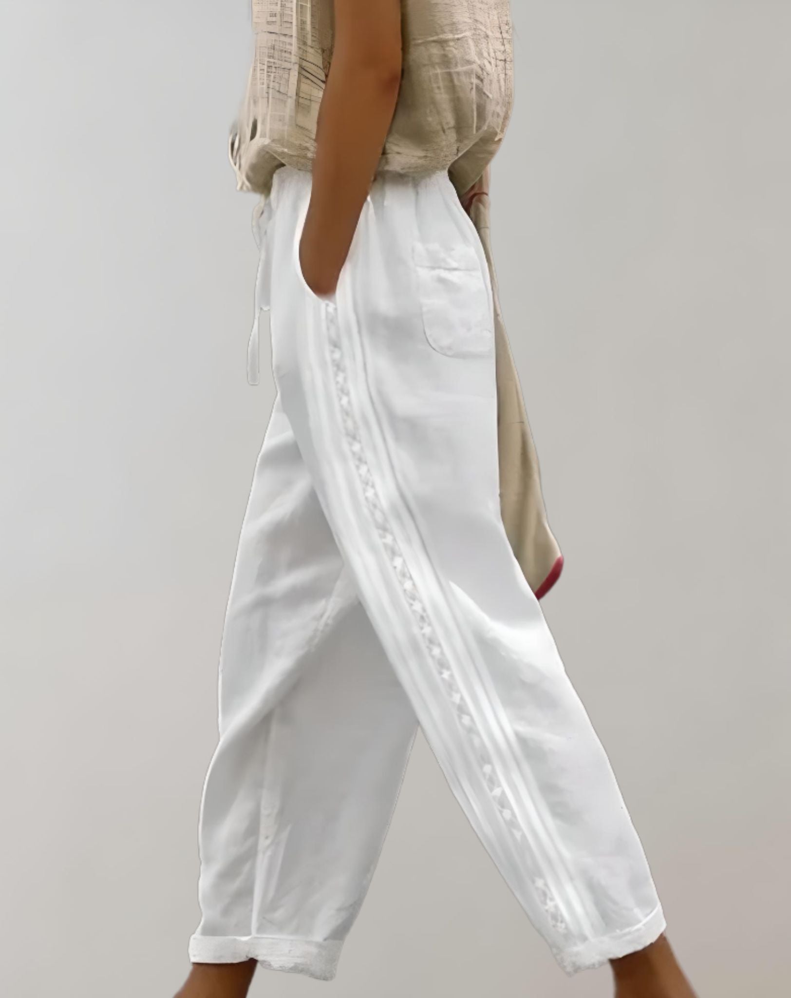 Monica - Gerade geschnittene Hose mit hohem Bund weitem Bein und Seitentaschen Hose