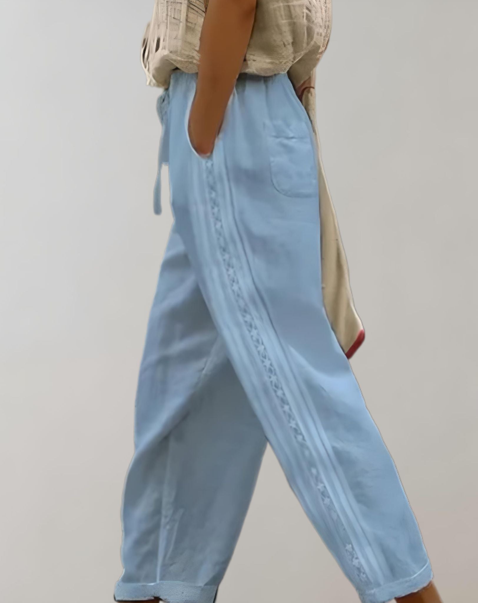 Monica - Gerade geschnittene Hose mit hohem Bund weitem Bein und Seitentaschen Hose