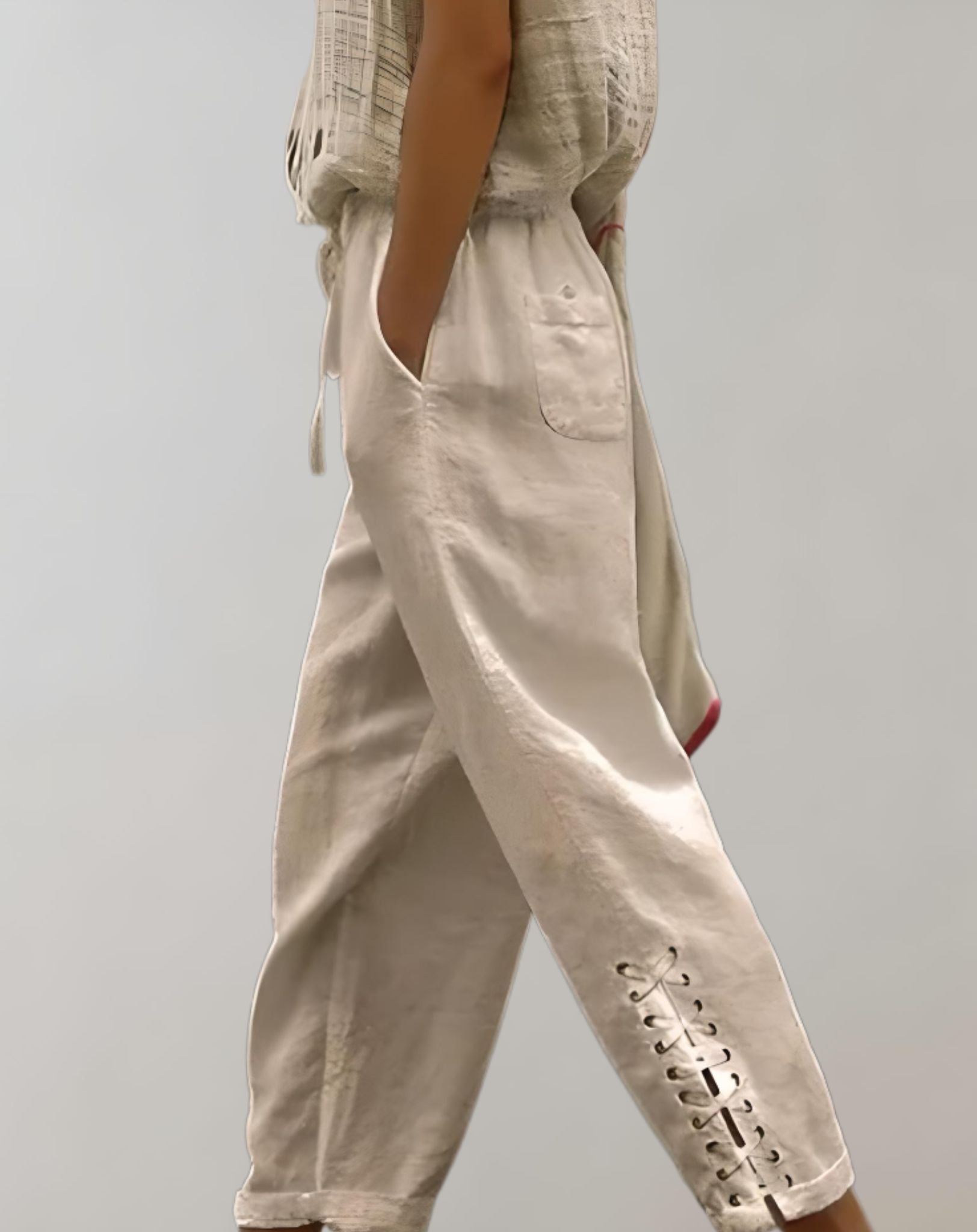 Monica - Gerade geschnittene Hose mit hohem Bund weitem Bein und Seitentaschen Hose