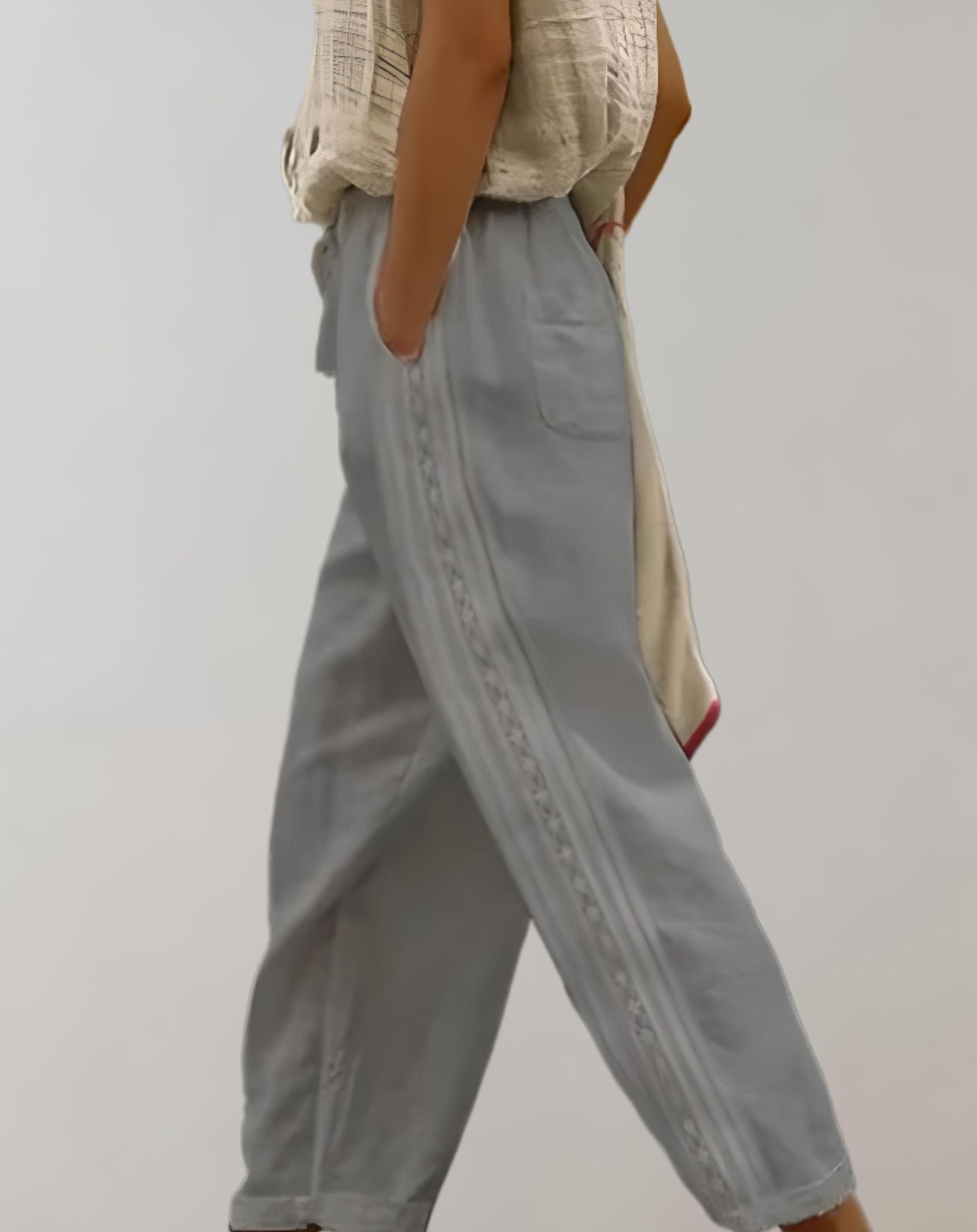 Monica - Gerade geschnittene Hose mit hohem Bund weitem Bein und Seitentaschen Hose