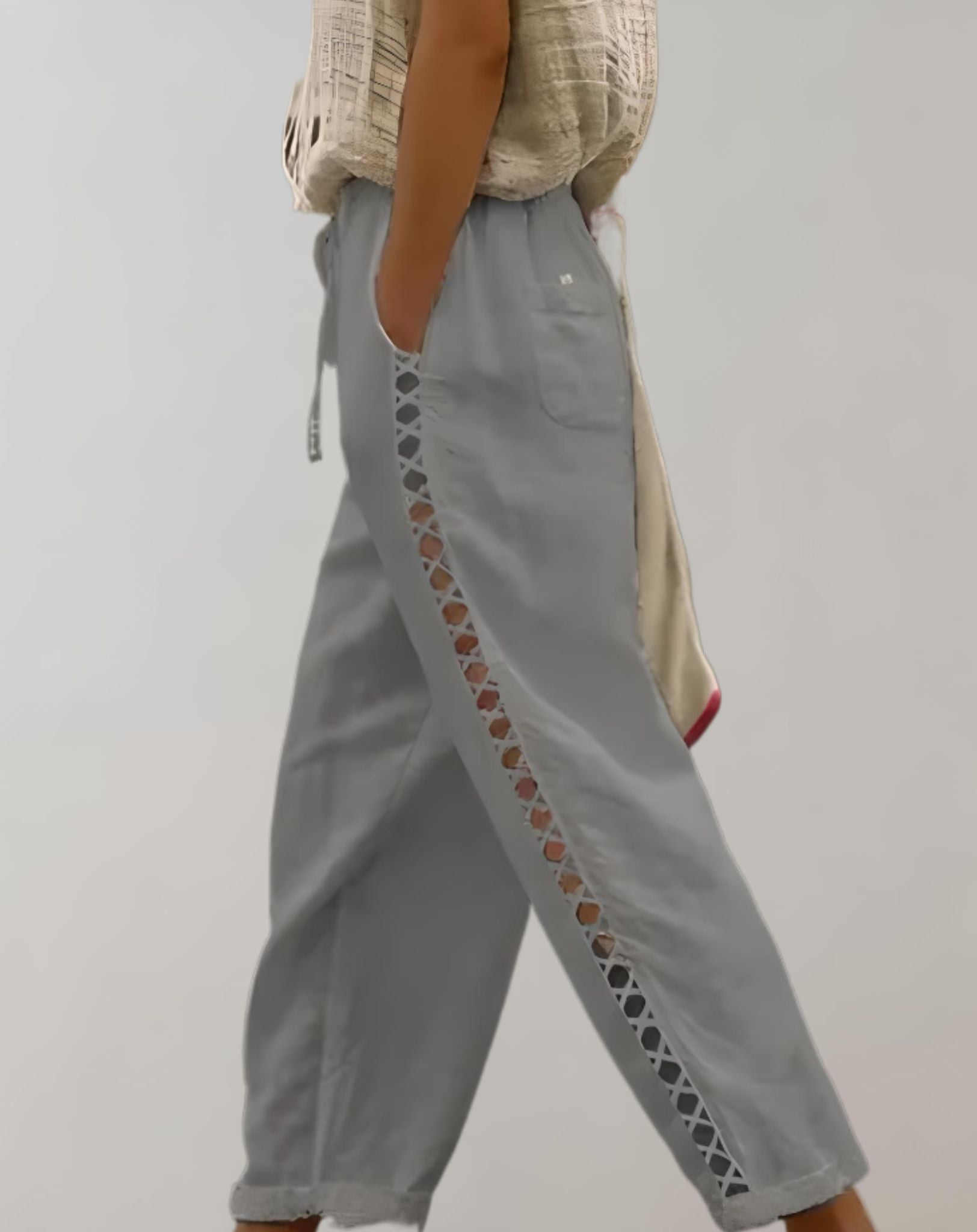 Monica - Gerade geschnittene Hose mit hohem Bund weitem Bein und Seitentaschen Hose