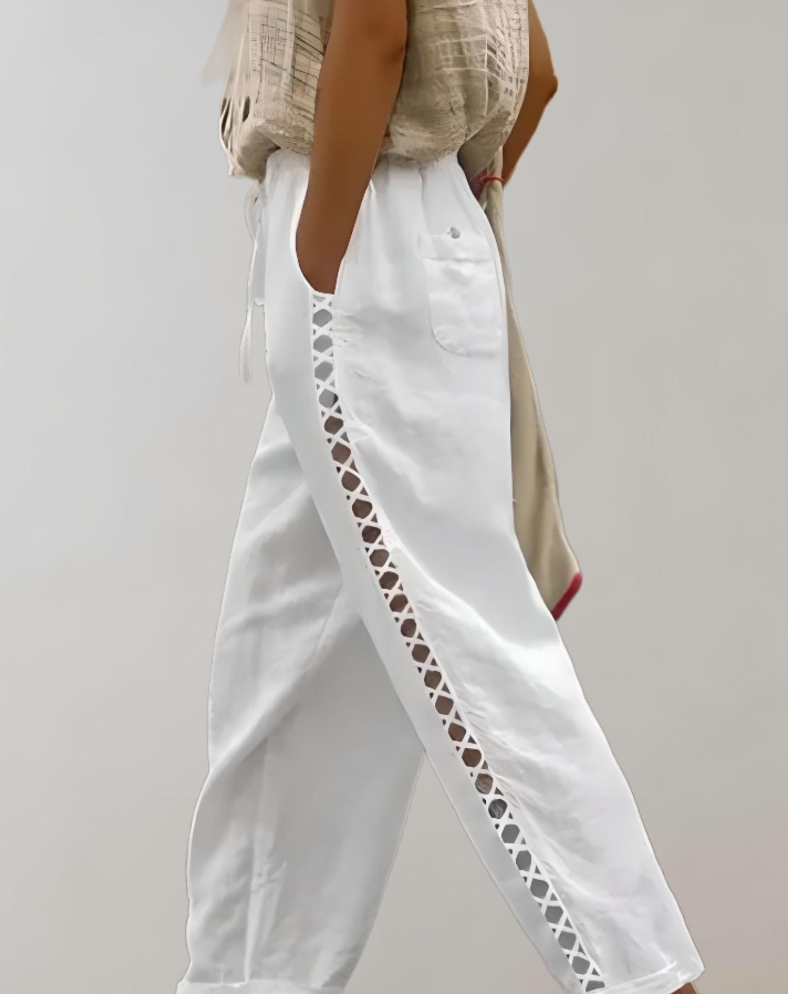 Monica - Gerade geschnittene Hose mit hohem Bund weitem Bein und Seitentaschen Hose