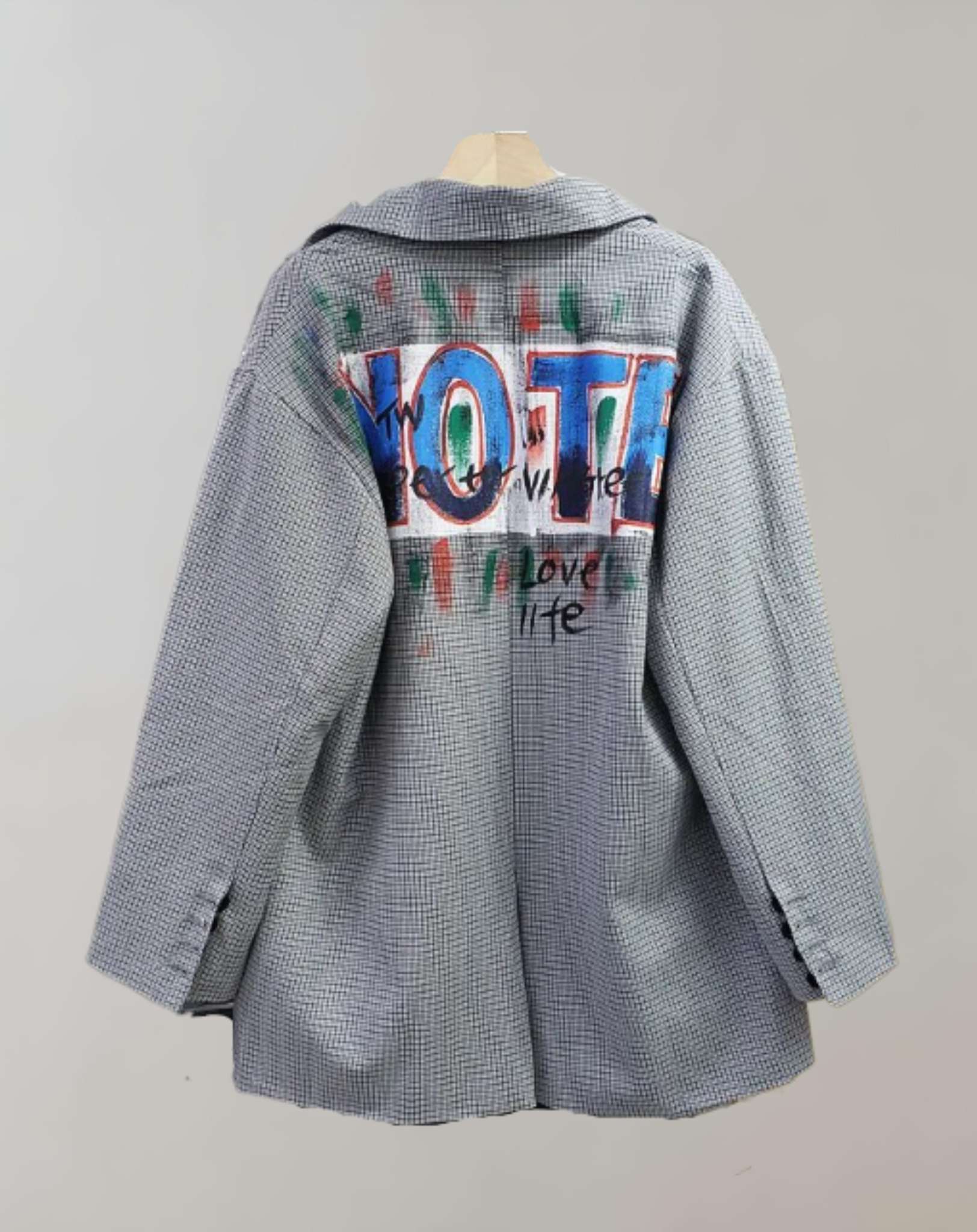 Myla -  Übergroße graue Manteljacke mit Graffiti Design Jacke