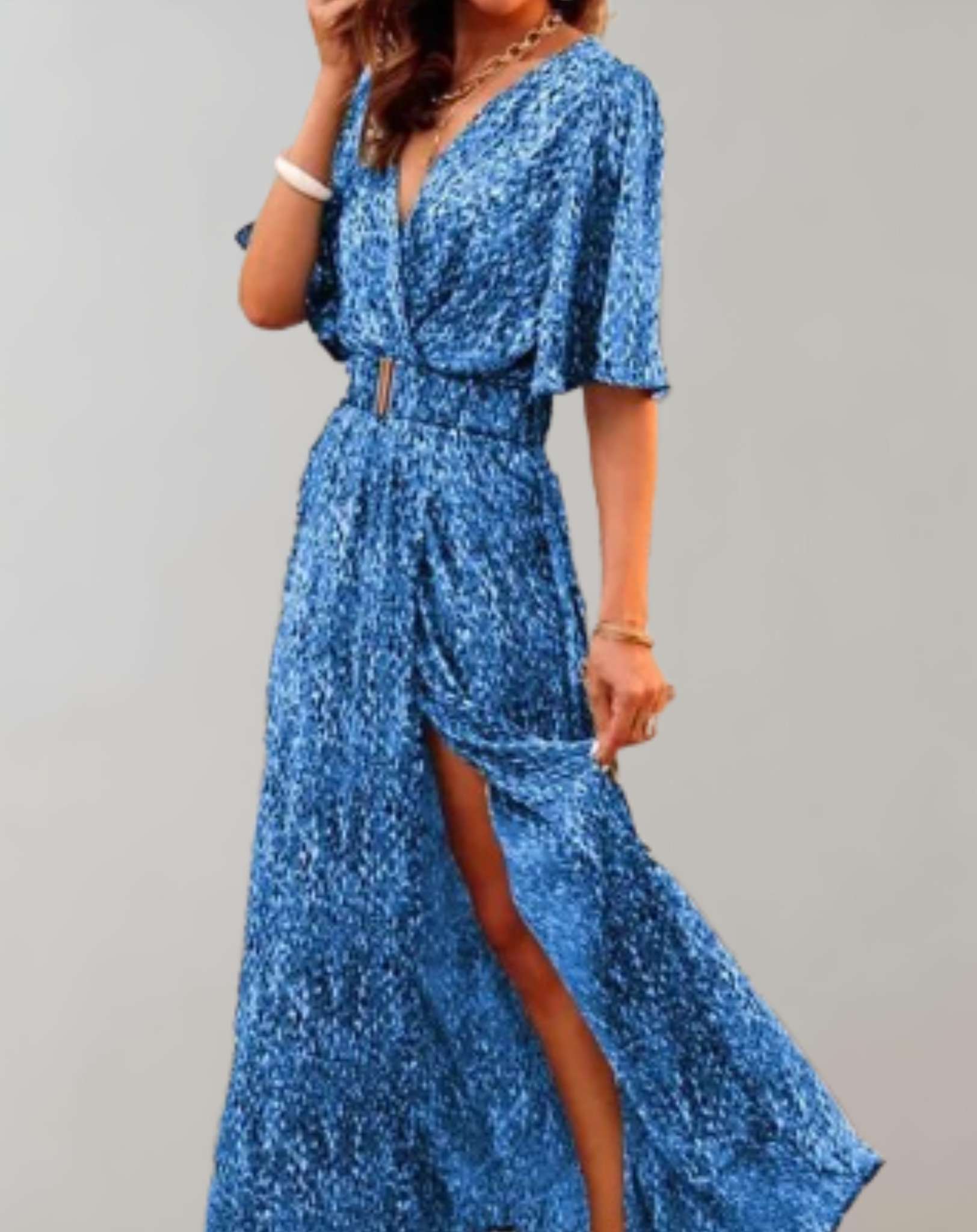 Nadia -  Langes lockeres Kleid aus fließendem Stoff und Blumendruck Kleid