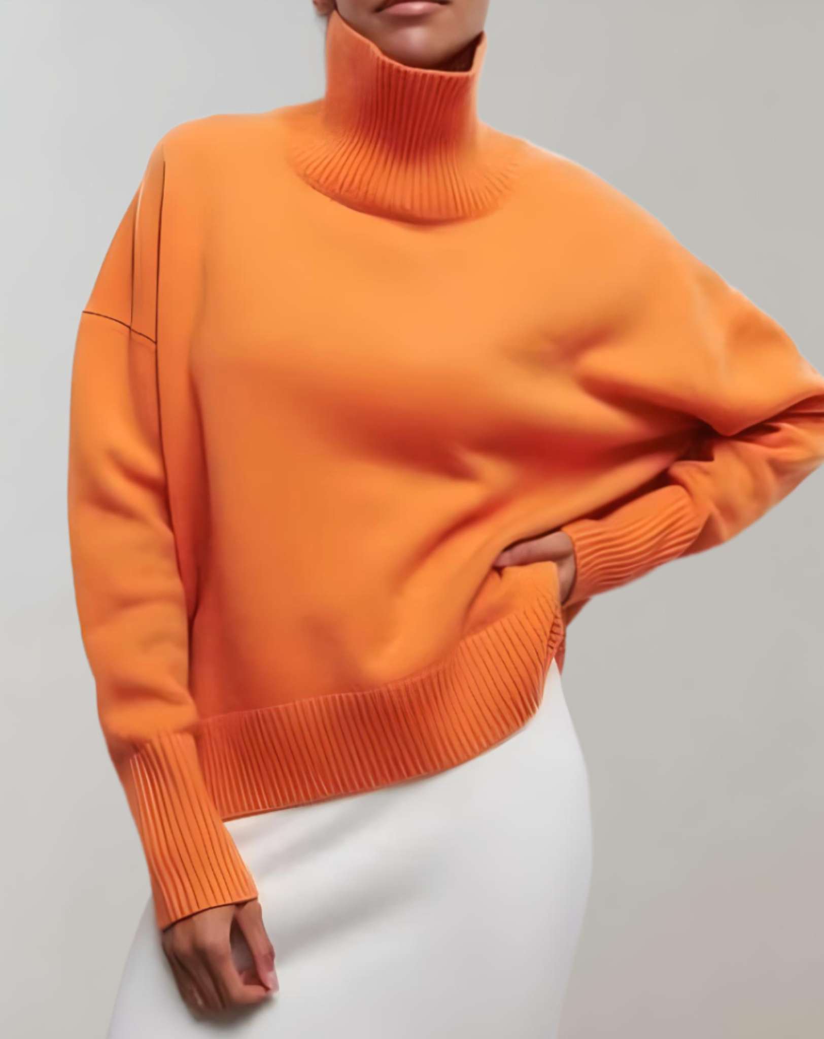 Odelia - Übergroßer schlichter Pullover mit Rollkragen Sweater