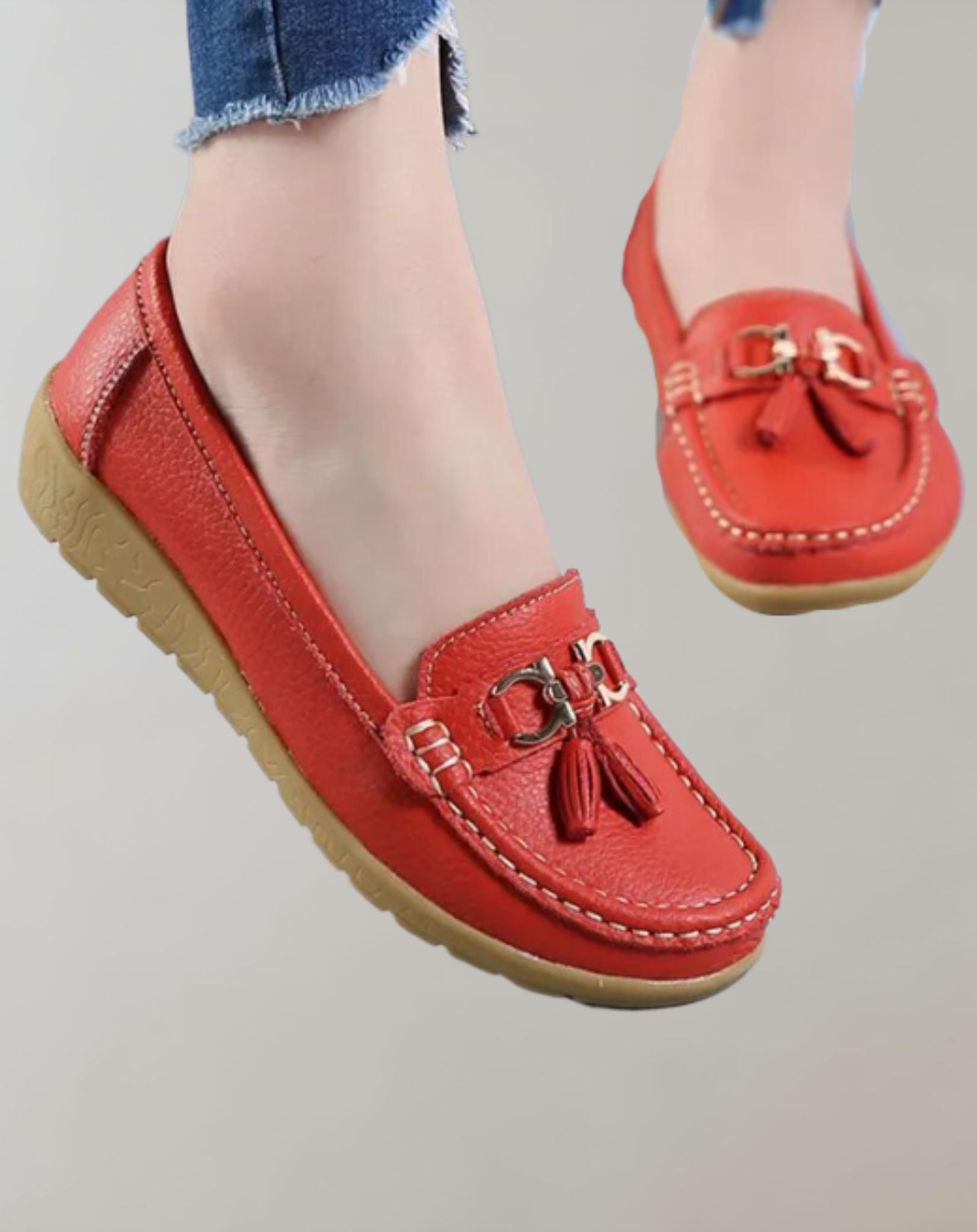 Phoebe - Leichte flache Leder Loafer mit quastenartigem Design Schuhe