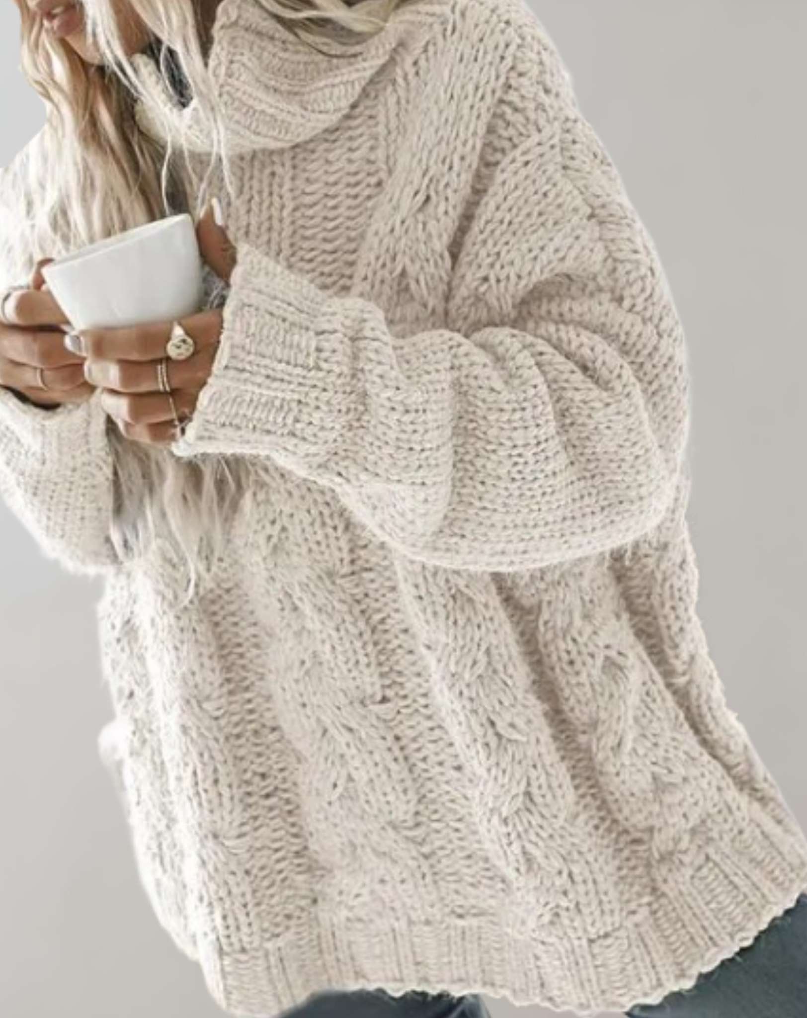 Precy - Übergroßer und bequemer gestrickter Rollkragenpullover Sweater