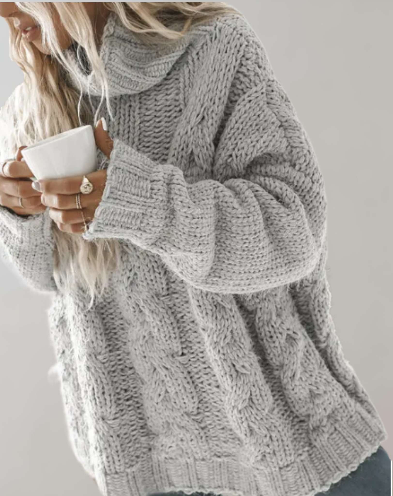 Precy - Übergroßer und bequemer gestrickter Rollkragenpullover Sweater