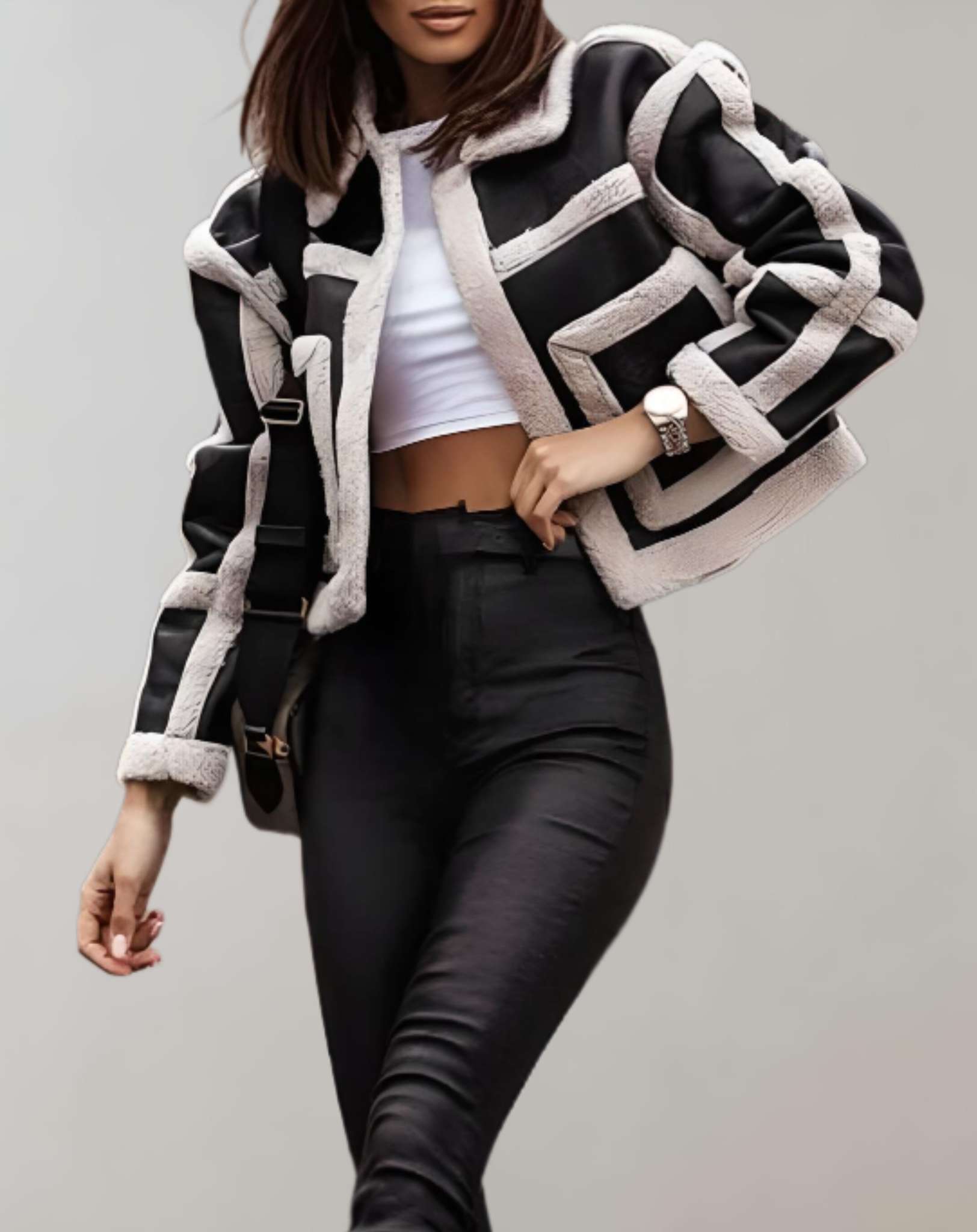 Prescilla -  Gut sitzende dicke Kunstjacke mit geprägtem Futter Jacke