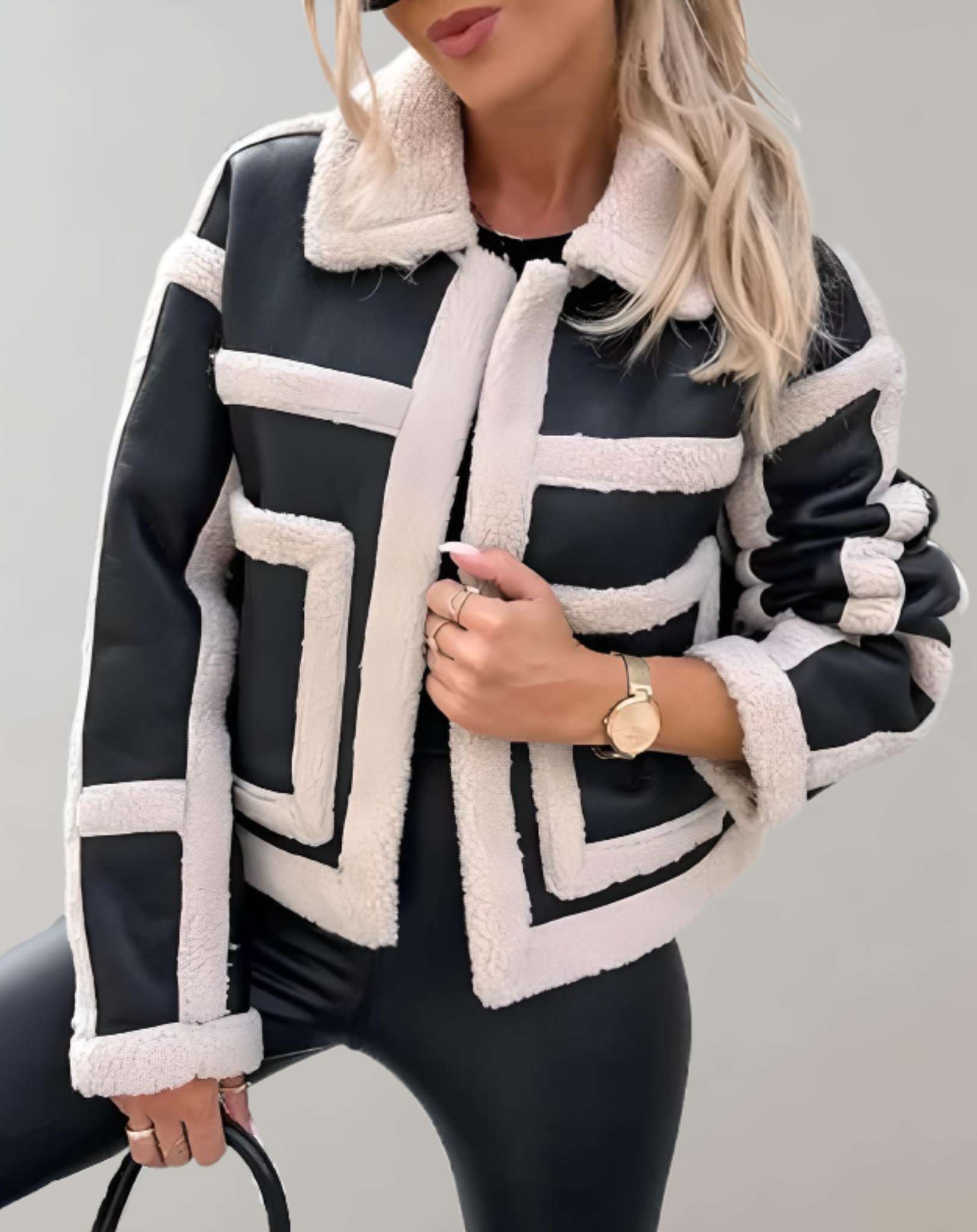 Prescilla -  Gut sitzende dicke Kunstjacke mit geprägtem Futter Jacke