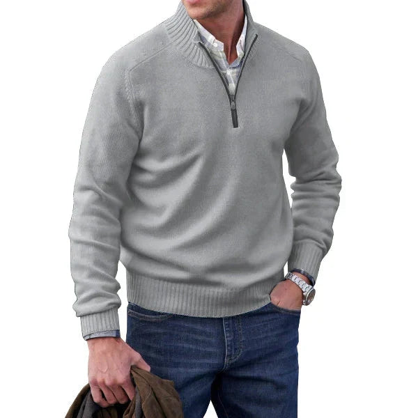 Eleganter Herren Basic Wollpullover mit Reißverschluss für den Winter