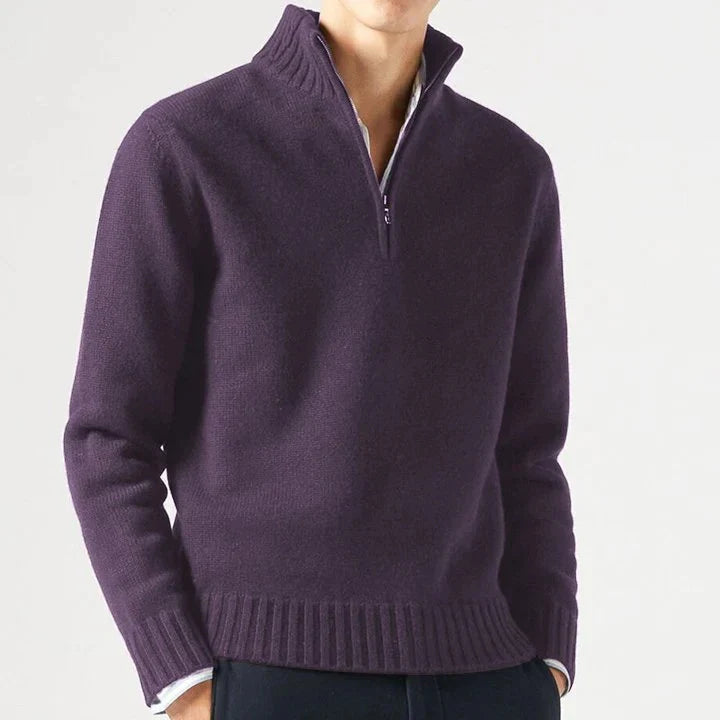 Eleganter Herren Basic Wollpullover mit Reißverschluss für den Winter