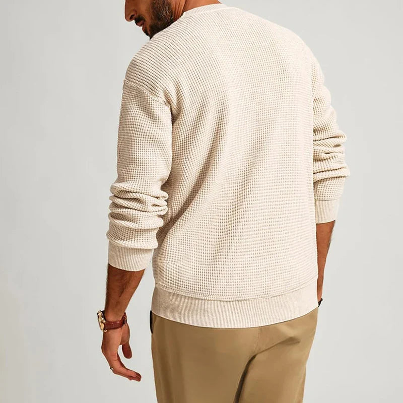 Eleganter Waffelstrick-Pullover für Herren - Komfort und Stil in Perfektion