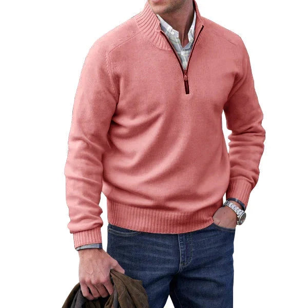 Eleganter Herren Basic Wollpullover mit Reißverschluss für den Winter