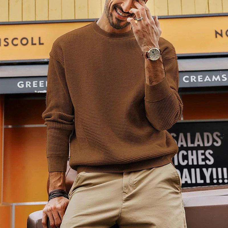 Eleganter Waffelstrick-Pullover für Herren - Komfort und Stil in Perfektion