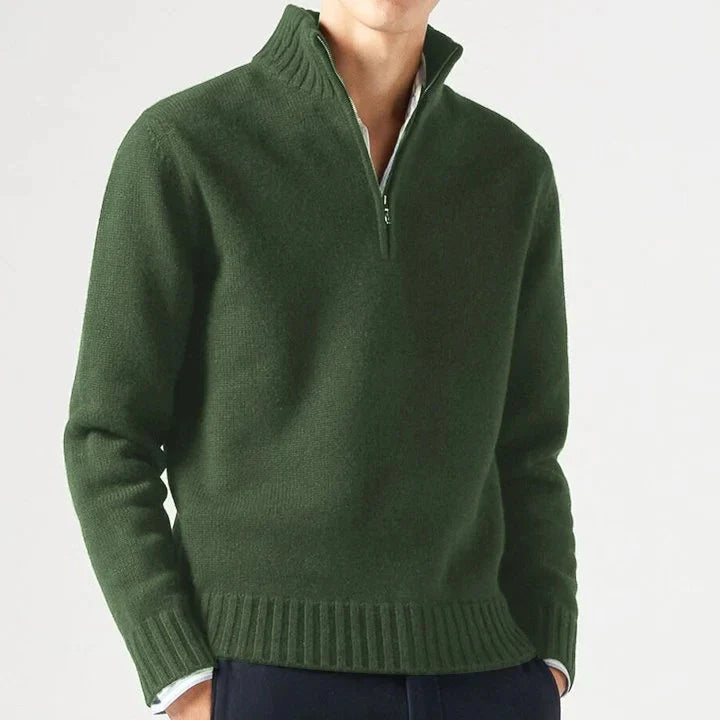 Eleganter Herren Basic Wollpullover mit Reißverschluss für den Winter