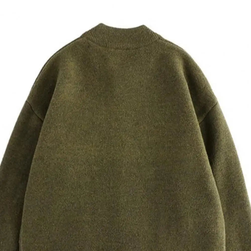 Eleganter Strick-Woll-Cardigan mit Rundhalsausschnitt für Herren