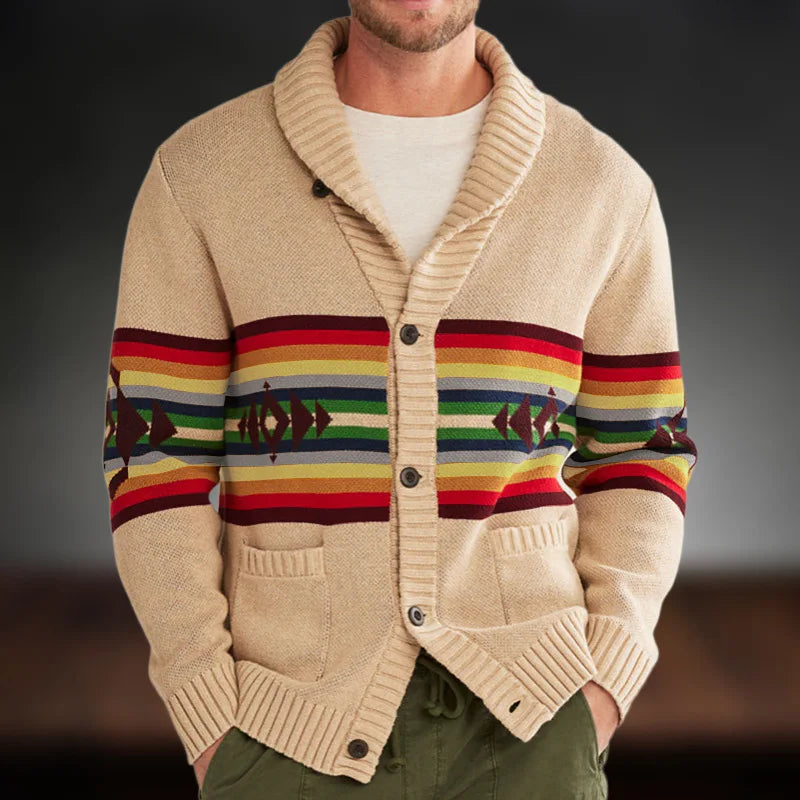 Herren | Gestreifter Jacquard-Cardigan für Herbst/Winter