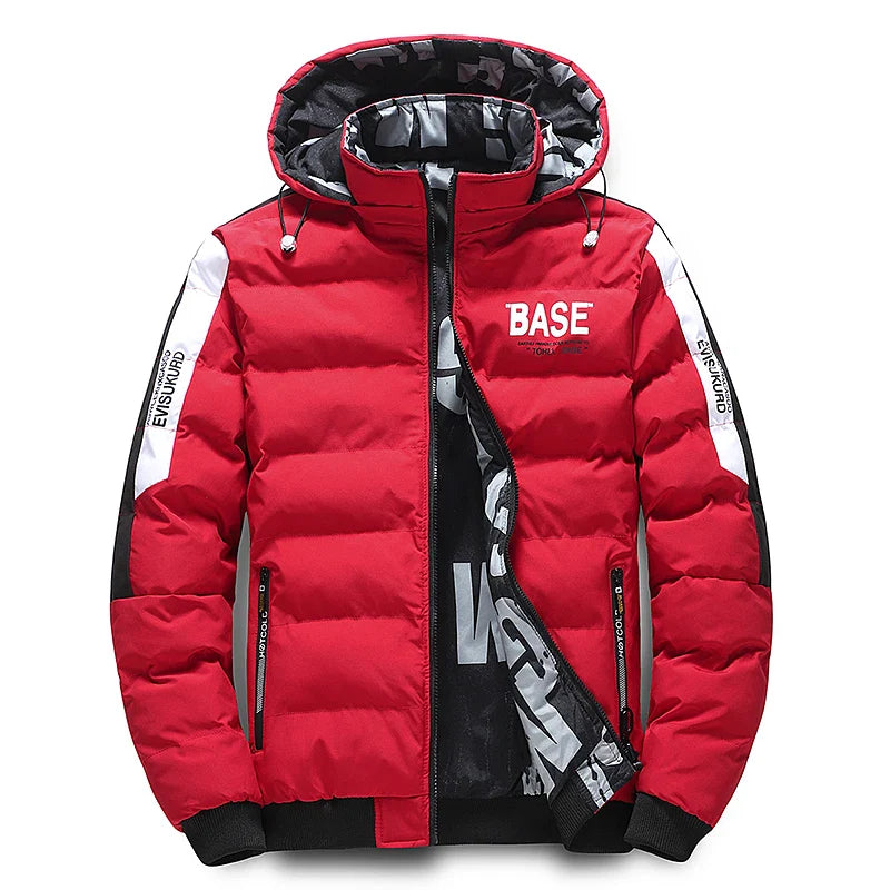 Stylische Herren Winterjacke - warm gefütterte Steppjacke mit Kapuze, gelb, sportlicher Casual-Look