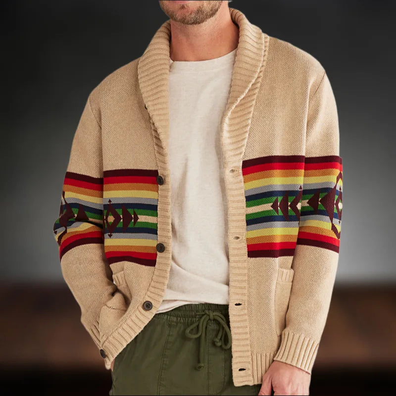 Herren | Gestreifter Jacquard-Cardigan für Herbst/Winter