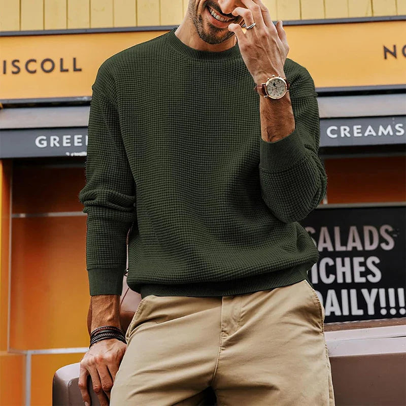 Eleganter Waffelstrick-Pullover für Herren - Komfort und Stil in Perfektion