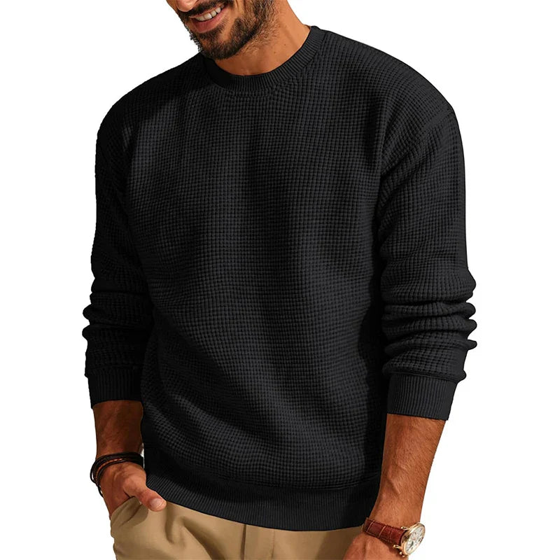 Eleganter Waffelstrick-Pullover für Herren - Komfort und Stil in Perfektion