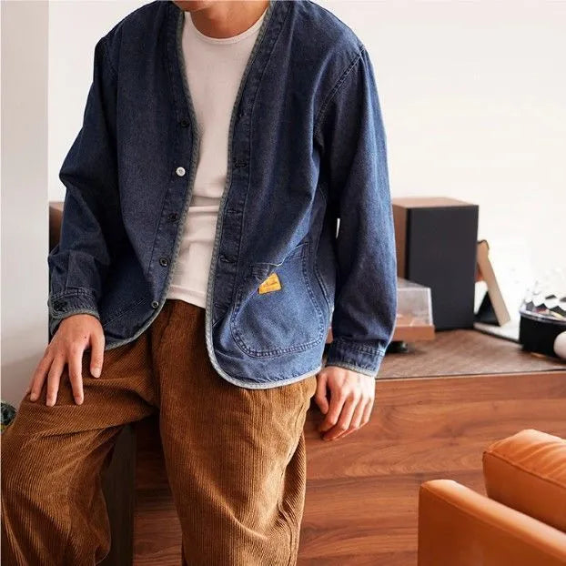 Bequeme Jeansjacke mit Knöpfen für Herren – zeitloser Vintage-Stil