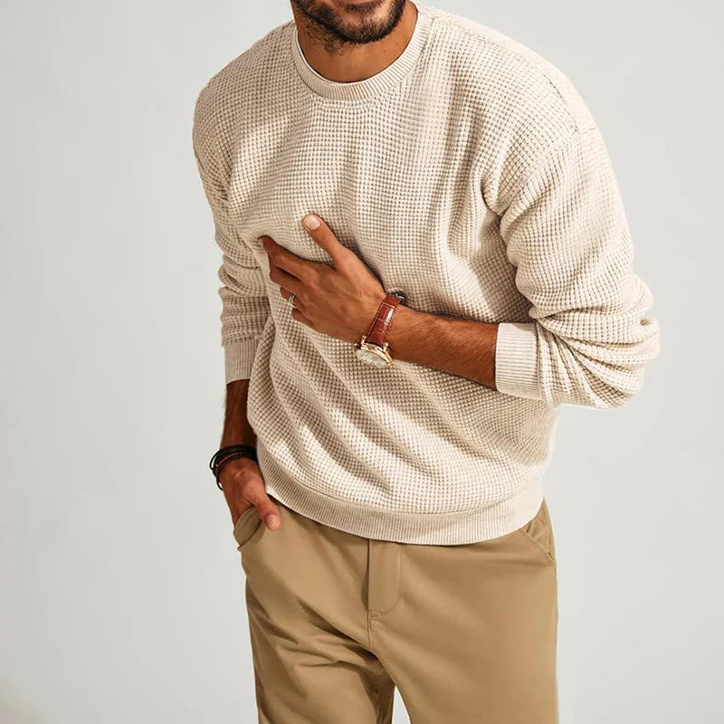 Eleganter Waffelstrick-Pullover für Herren - Komfort und Stil in Perfektion